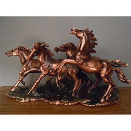 MARIAN IMPORTS Marian Imports F53150 Four Wild Horses Bronze Plated Resin Sculpture 53150